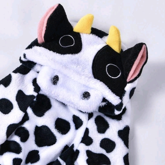Dog puppy pet cat Halloween Cow Costume moo black white hoodie XXL - Picture 4 of 5